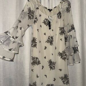 As U Wish Black and Gray Ruffled Tiered Mini Dress